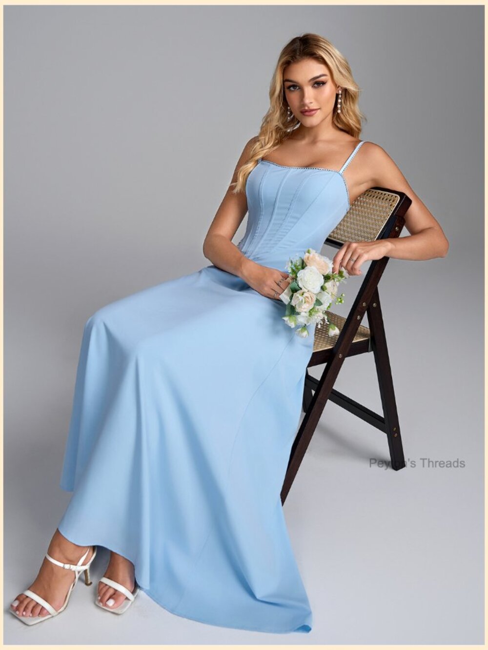 Corset Maxi Wedding Guest Dress Spaghetti Strap Flowy A Line Tea Party Long Sun - Picture 7 of 7